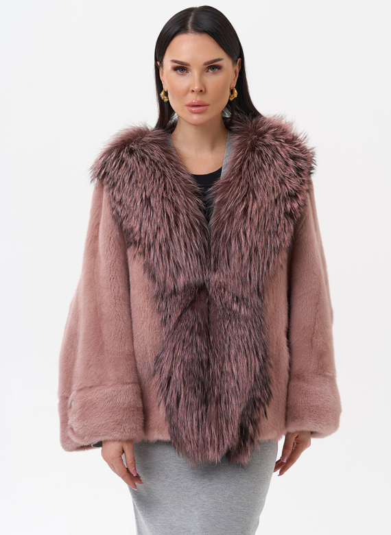 Короткая шуба из норки с чернобуркой