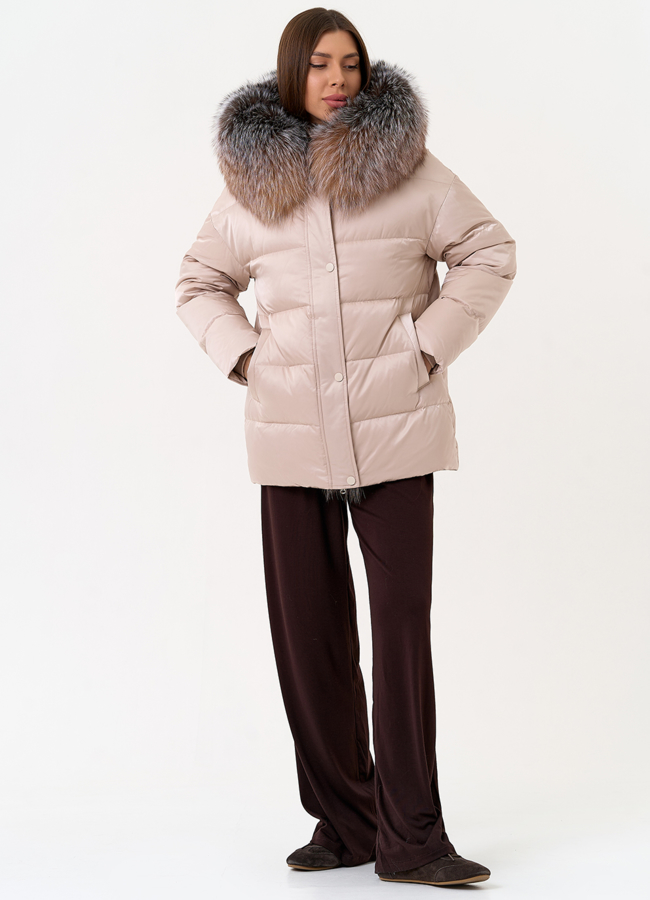 Женский пуховик с отделкой из меха блюфрост модель № 31440 в рассрочку