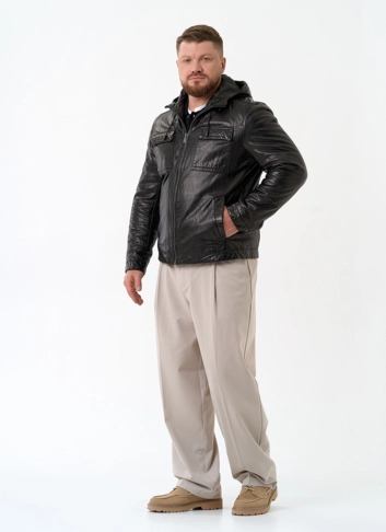 Мужская утепленная куртка из натуральной кожи