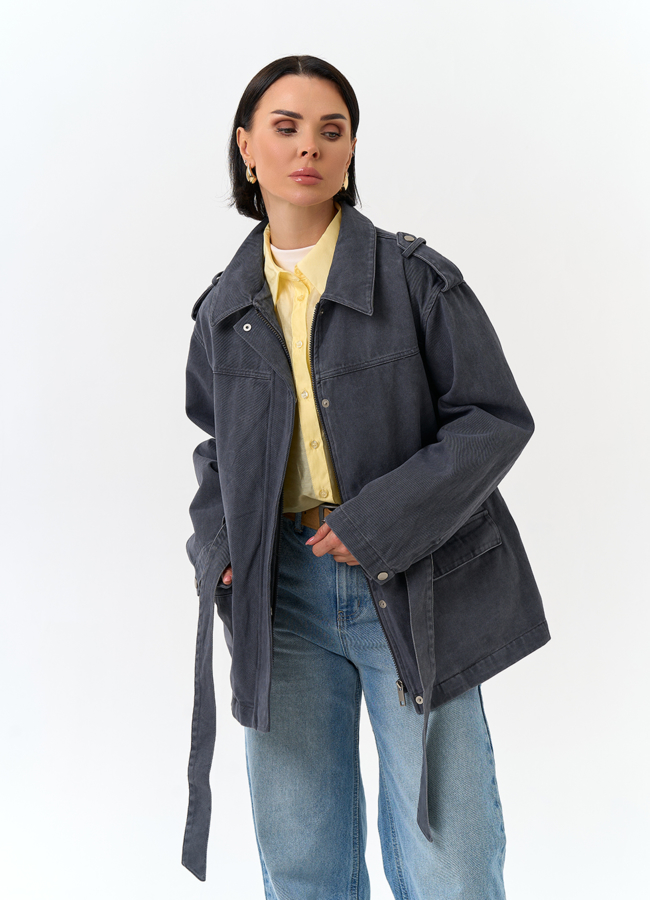 Женская джинсовая куртка с поясом модель № 32824 универмаг малина