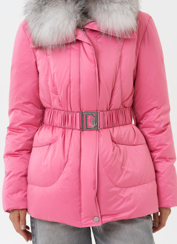 Пуховик с мехом чернобурки