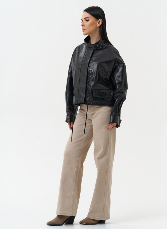 Женская куртка из натуральной кожи оверсайз