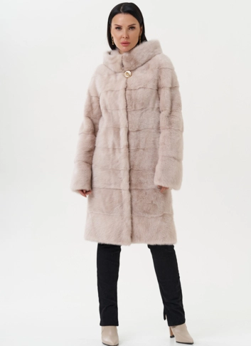 Светлая норковая шуба с капюшоном Светлая норковая шуба с капюшоном фото