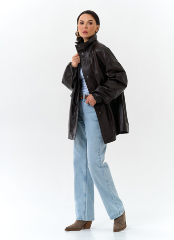 Куртка из натуральной кожи с воротником стойка