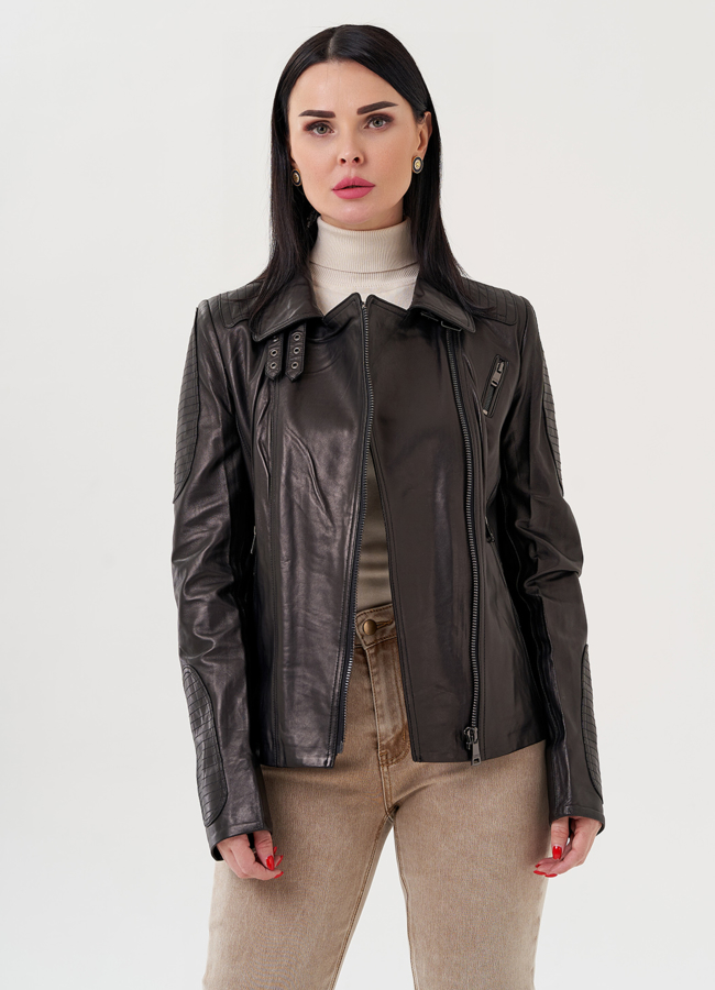 Женская кожаная куртка модель № 10634 универмаг малина