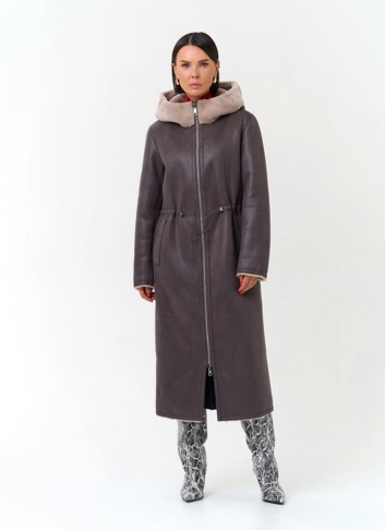 Женская дубленка из эко замши фото