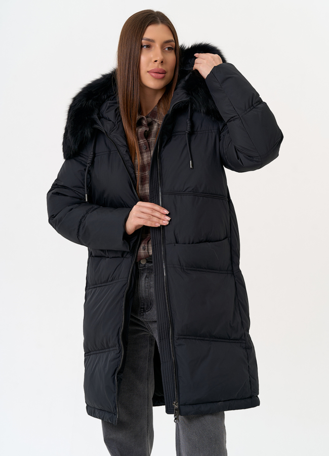 Женский пуховик с капюшоном из меха песца модель № 31697 в кредит