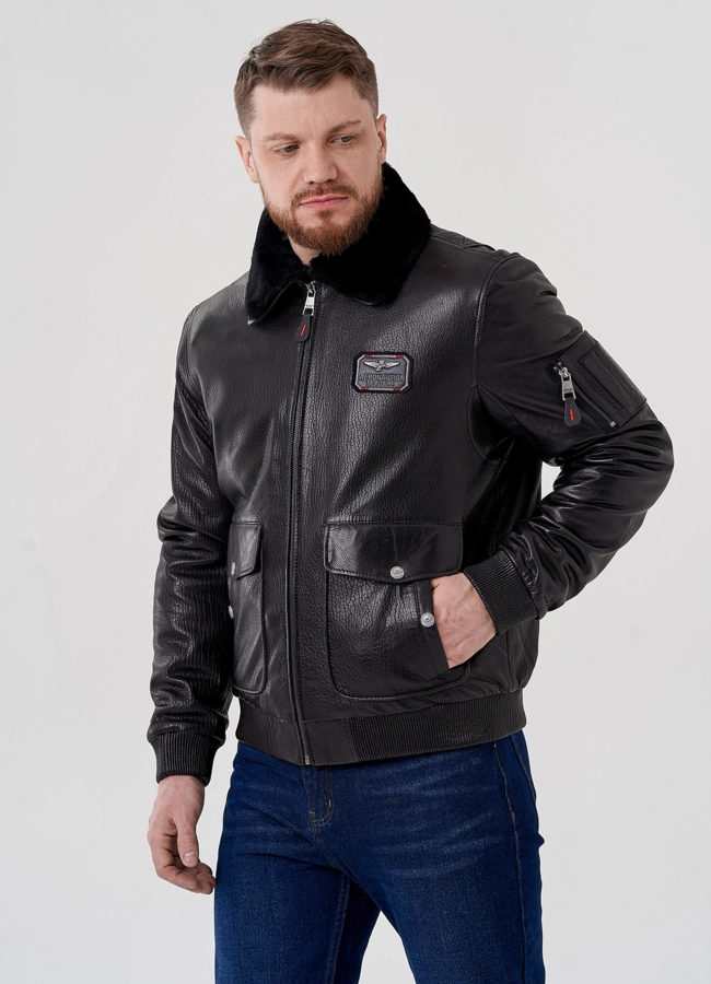 Мужская куртка - пилот из натуральной кожи модель № 24396 в кредит
