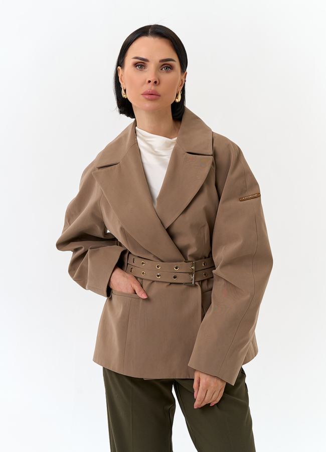 Женская куртка с объемными рукавами модель № 32559 меха малина