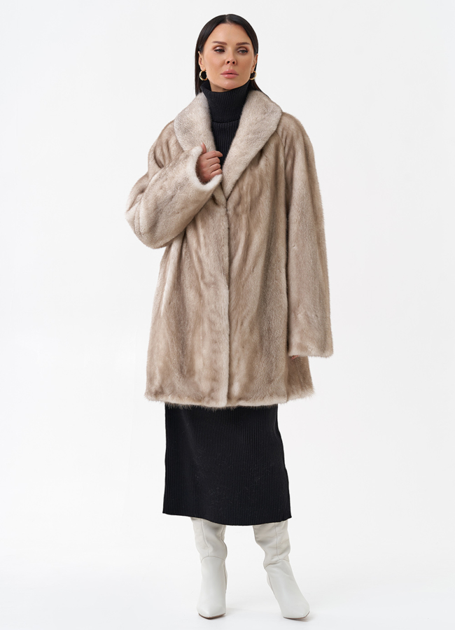 Норковая шуба с воротником модель № 29172 универмаг малина