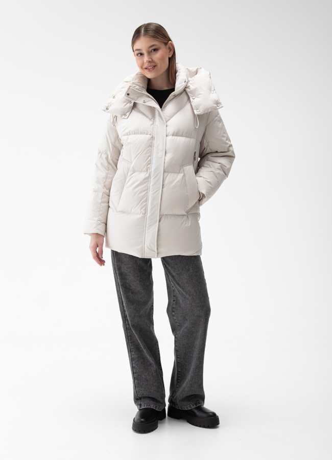 фото Женский пуховик с капюшоном  модель № 28413