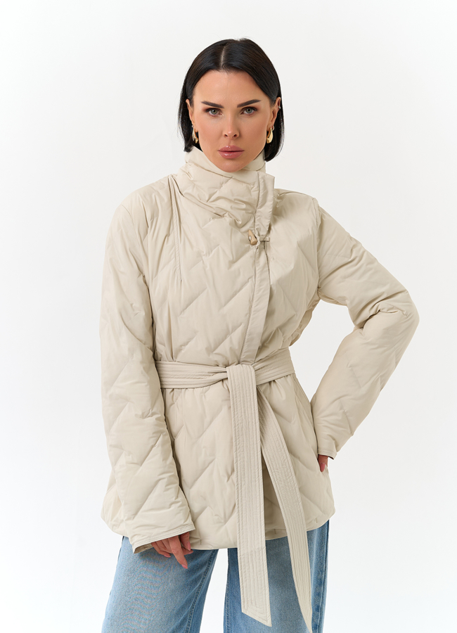 Женская куртка с поясом модель № 32834 меха малина