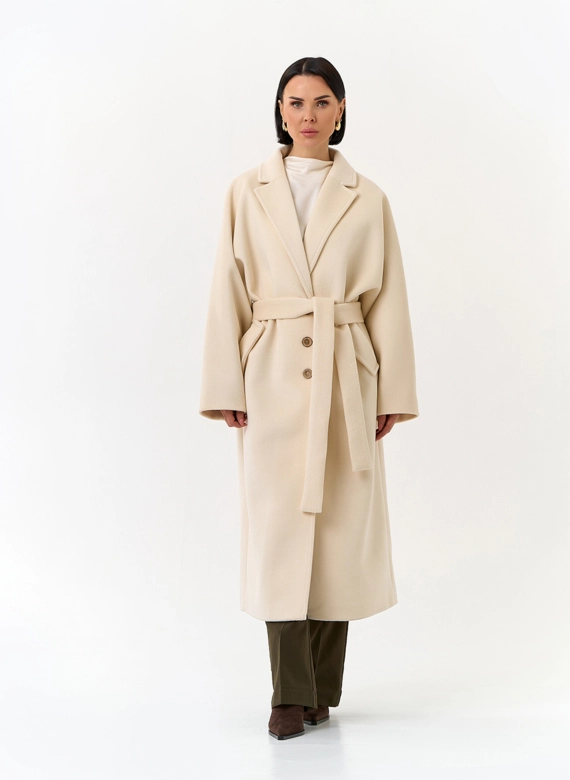 Женское свободное пальто с поясом