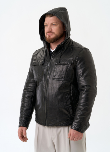 Мужская утепленная куртка из натуральной кожи
