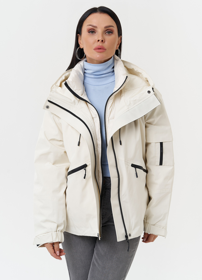 Двойная утепленная куртка с капюшоном модель № 28816 универмаг малина