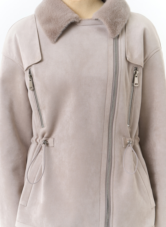 Женская дубленка из эко замши