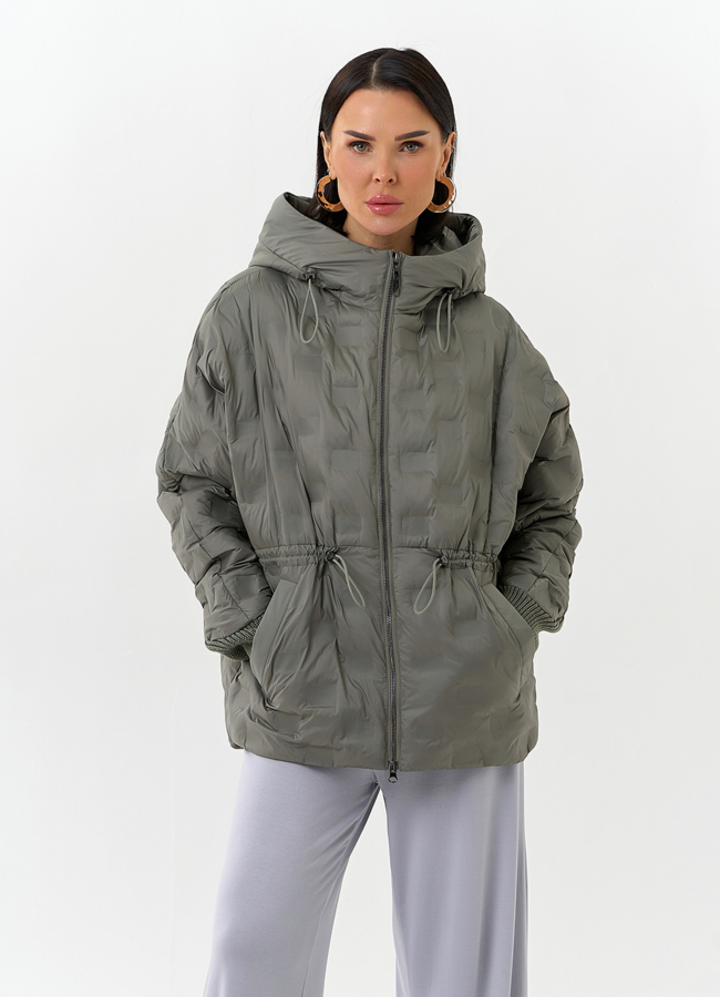 Женская куртка с капюшоном  модель № 32566 меха малина