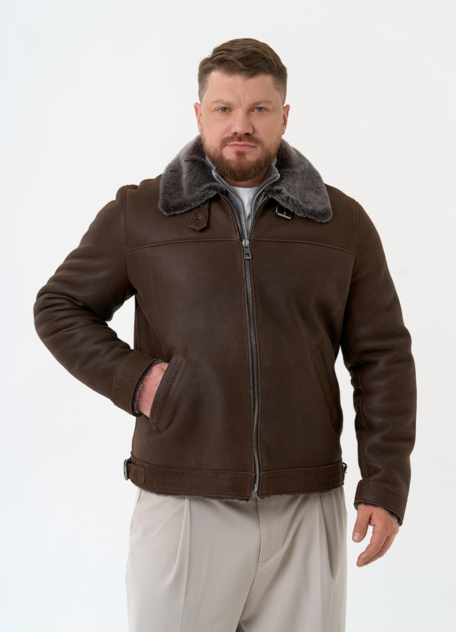 Мужская натуральная дубленка модель № 31858 универмаг малина