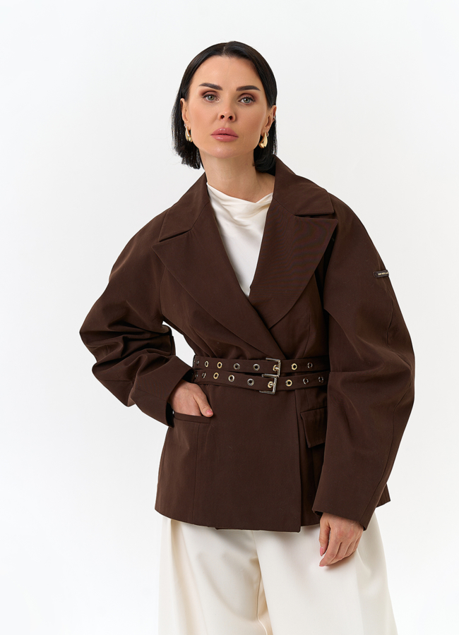 Женская куртка с объемными рукавами модель № 32560 меха малина