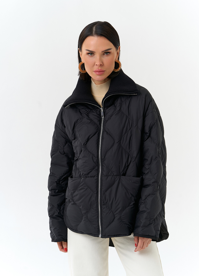 Женская двухсторонняя куртка с высоким воротником модель № 32665 универмаг малина