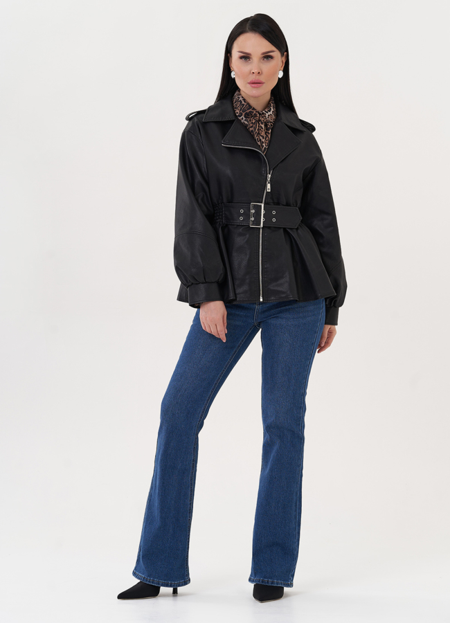 Куртка-косуха с резинкой по талии модель № 26968 меха малина