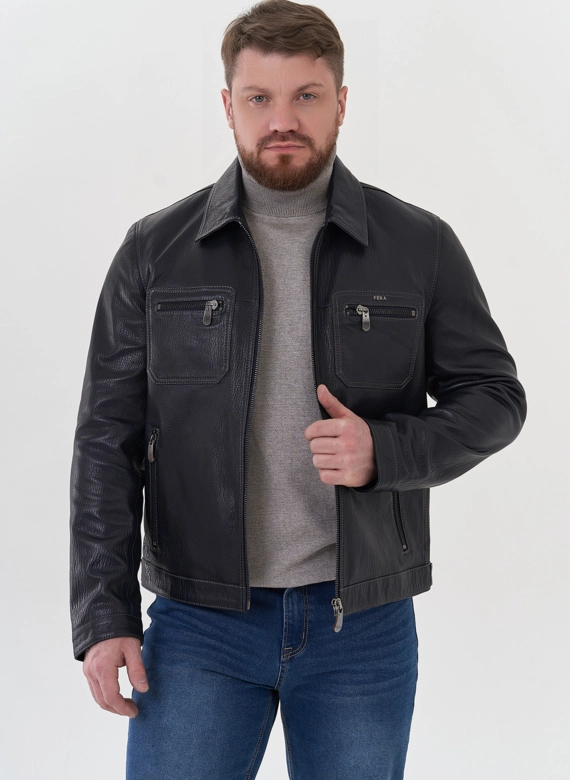 Мужская кожаная куртка "рубашка" фото