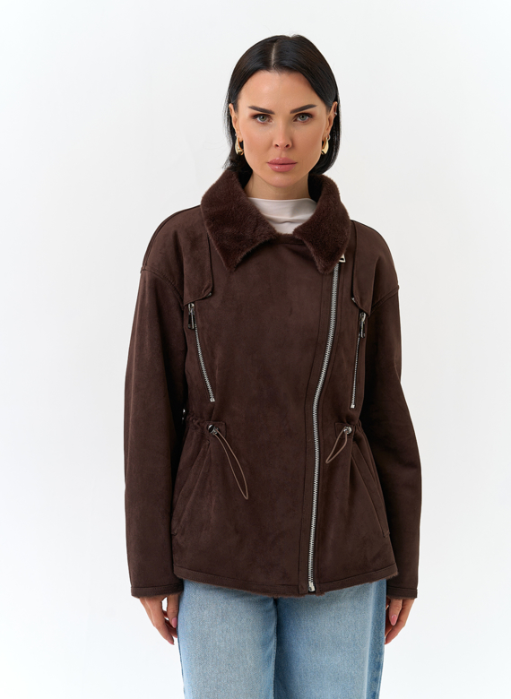 Женская дубленка из эко замши