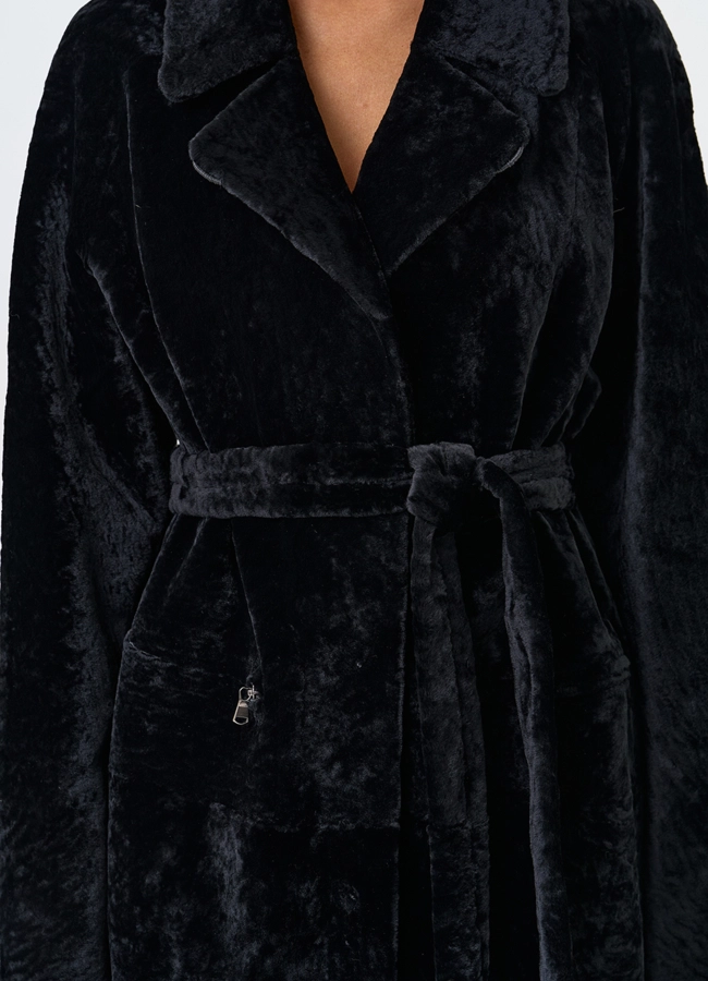 Женская двухсторонняя дубленка с английским воротником модель № 31625 универмаг малина