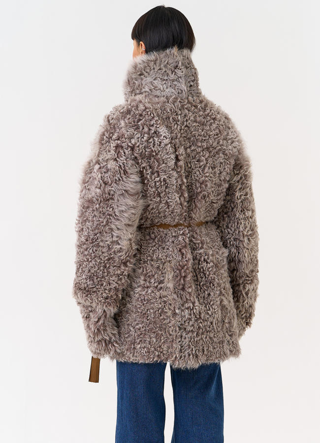 Женская двухсторонняя дубленка с воротником  модель № 31619 в рассрочку