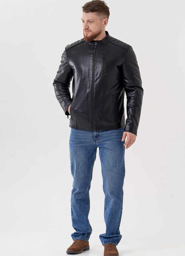 Мужская куртка черного цвета  модель № 24464 универмаг малина