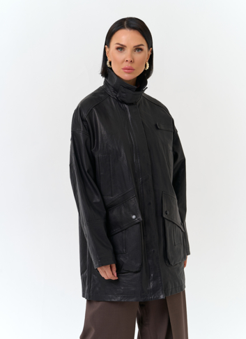 Женская удлиненная куртка из натуральной кожи