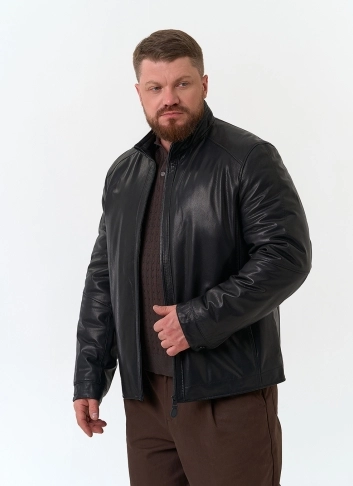 Мужская утепленная куртка из натуральной кожи фото